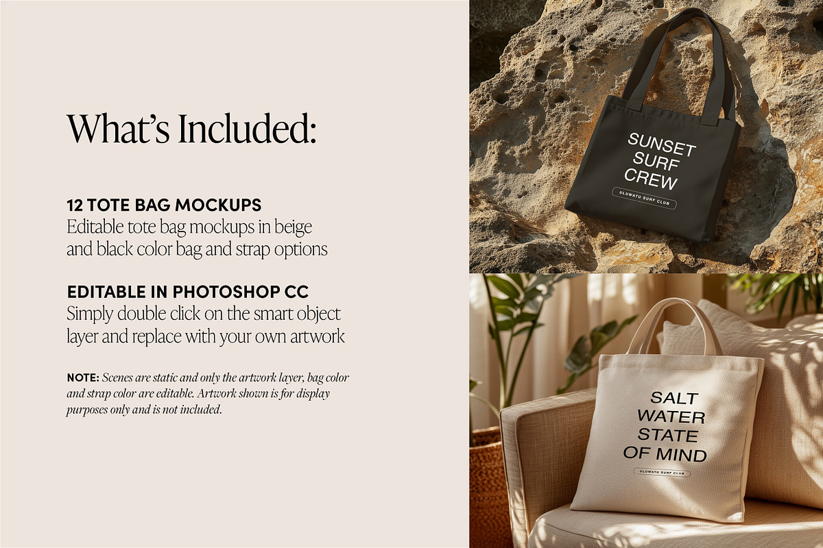 12 Tote Bag Mockups, a Merchandise Mockup by Vibey Mocks (Photo 2 of 8)