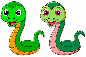Cartoon Green Snakes with Playful, an Animal Illustration by Imamul001
