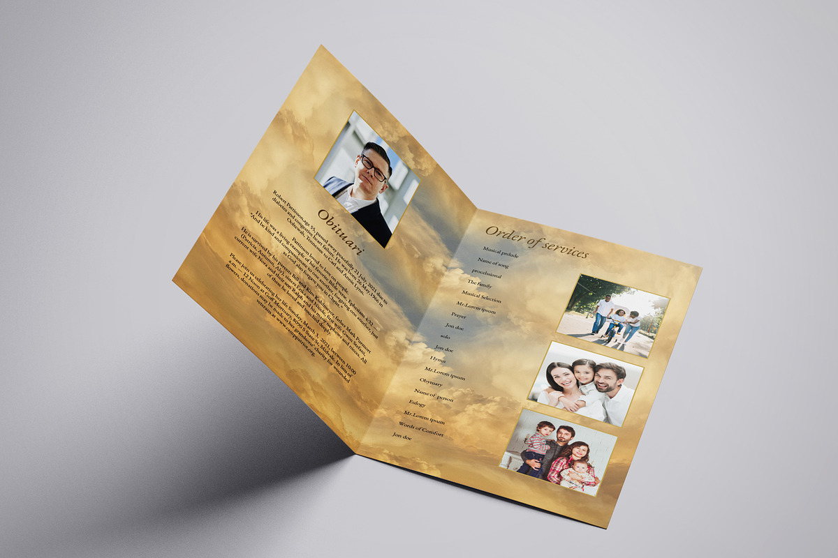 Golden Sky Funeral Program Template, a Brochure Template by Template Shop (Photo 4 of 5)
