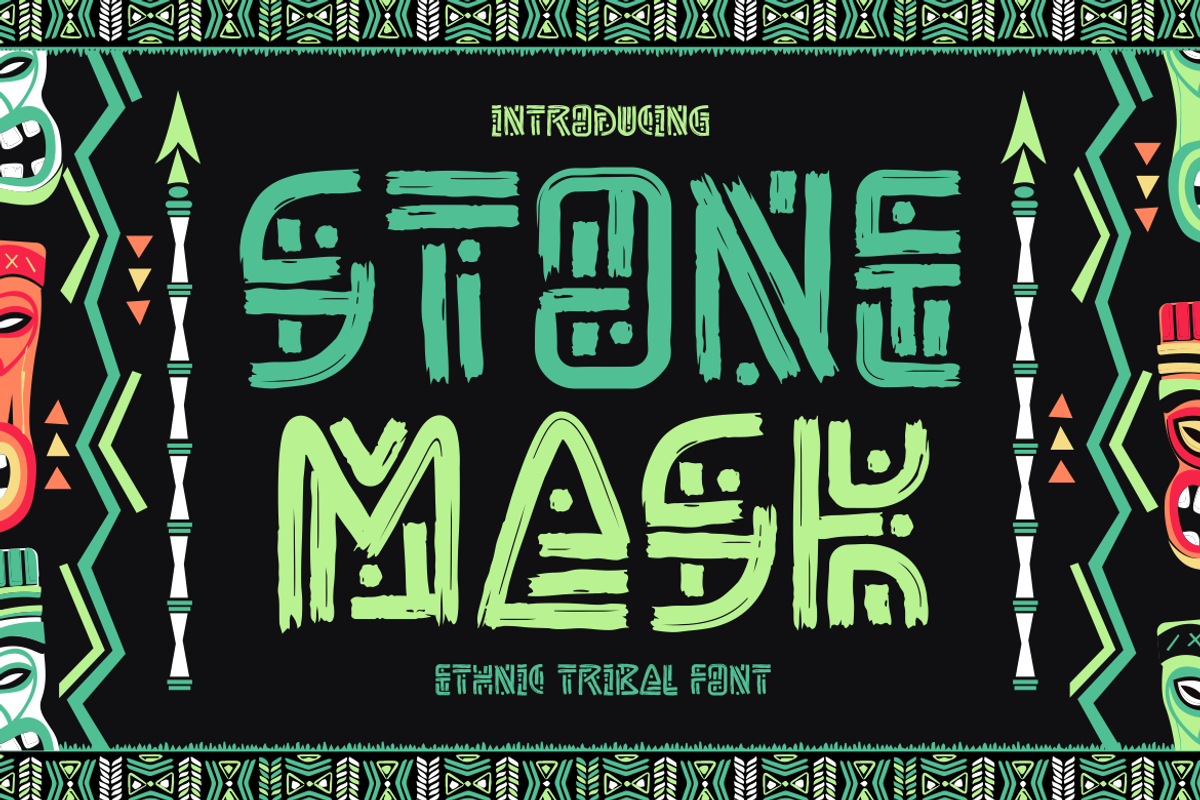 Stone Mask Ethnic Tribal Font, a Font by PutraCetol Studio (Photo 1 of 5)