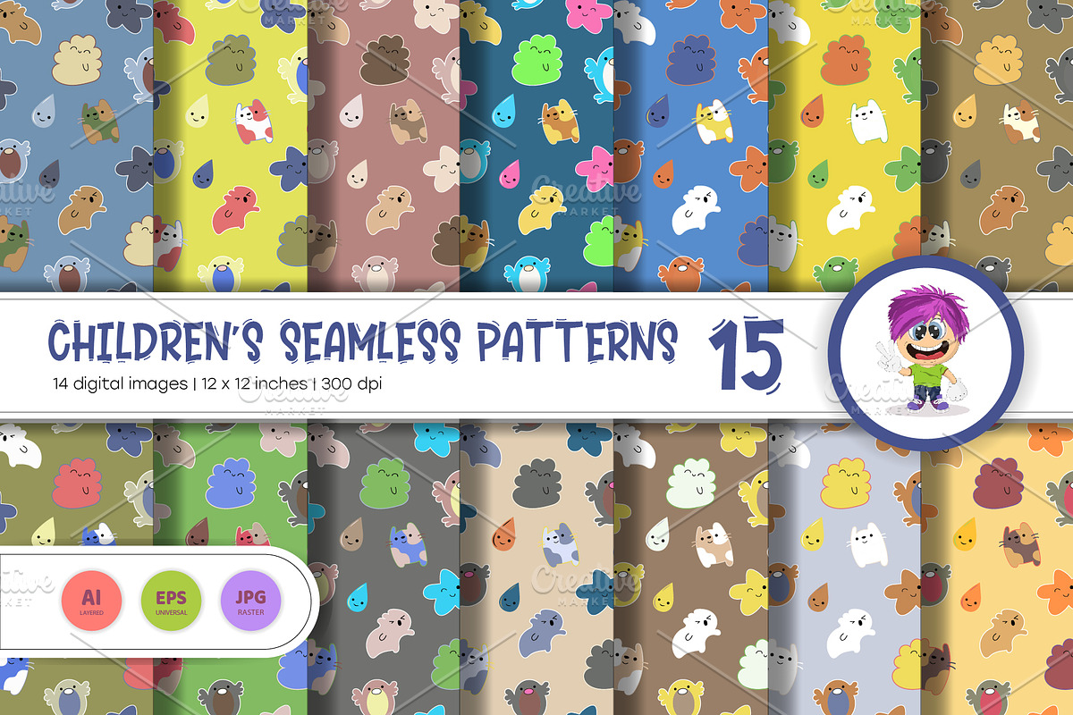 Cute Baby Seamless Patterns 15., a Texture Graphic by KENO Mascots (Photo 1 of 6)