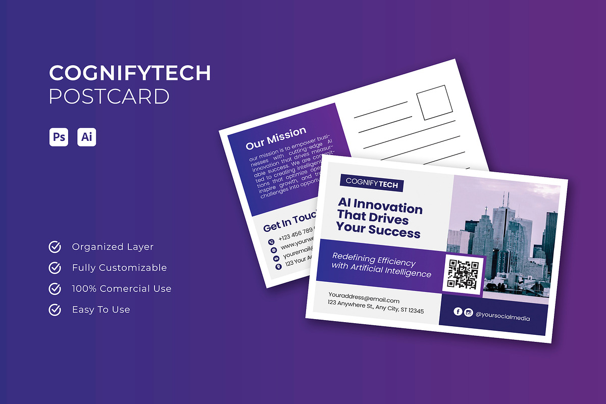 Cognifytech - Postcard, a Card Template by Esensifiksi.studio (Photo 1 of 3)
