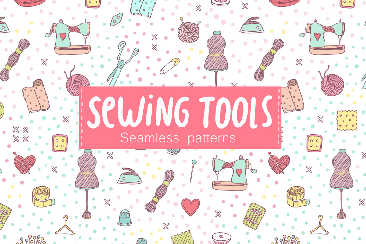 Sewing tools. Seamless pattern., a Pattern Graphic by kostolom3ooo (Photo 1 of 3)