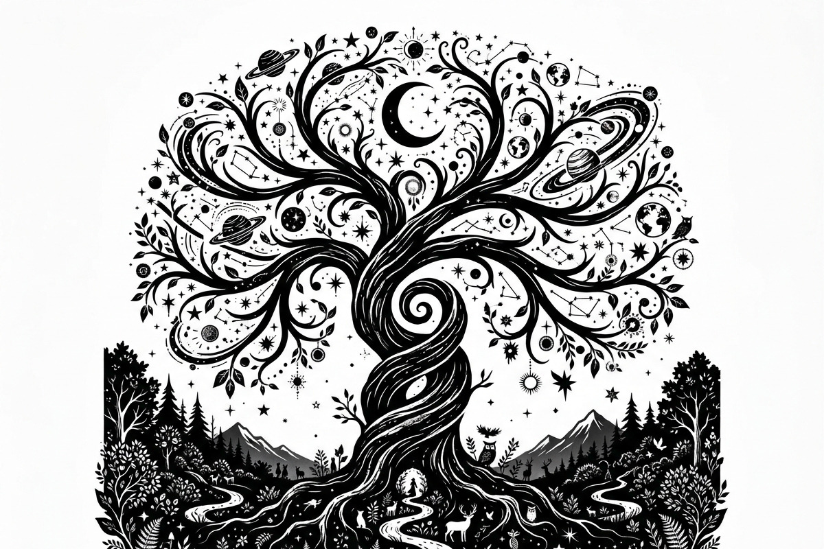 50 Mystical Galaxy Forest Silhouette, a Technology Illustration by Amazin_art (Photo 18 of 33)