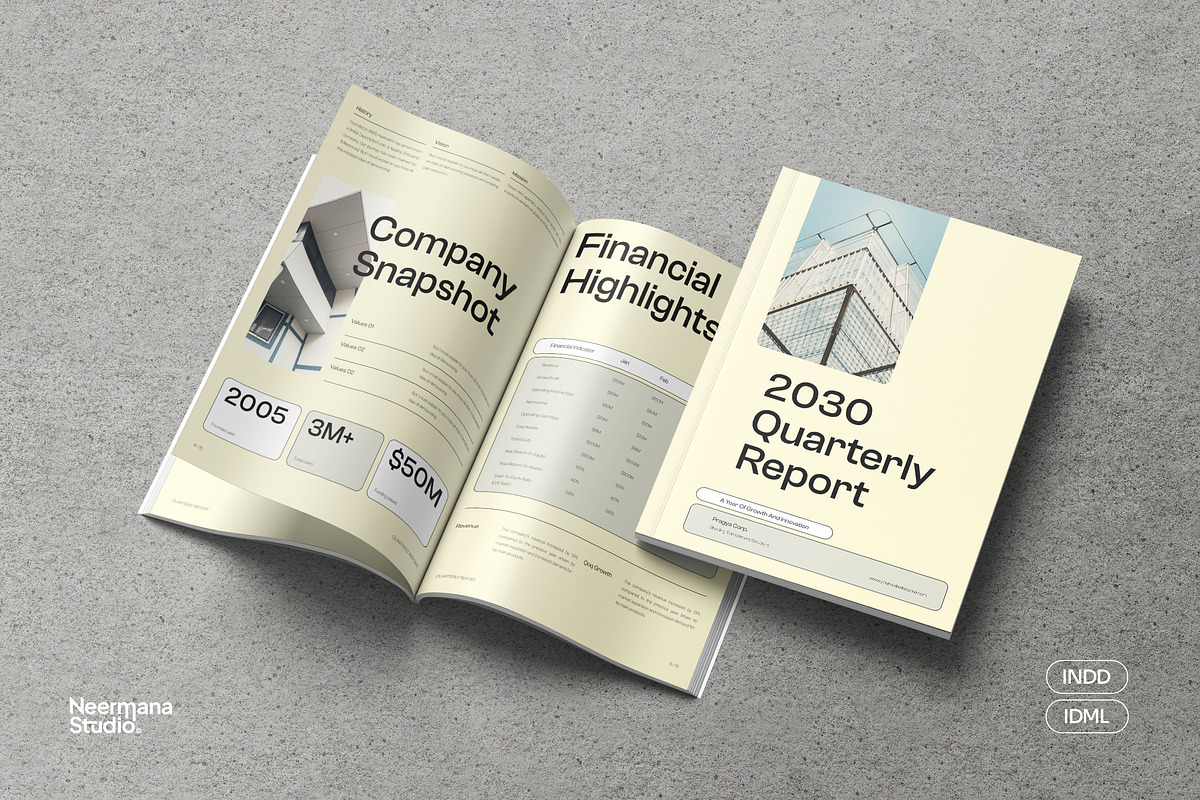 Yellow Startup Quarterly Report, a Brochure Template by Neermana (Photo 1 of 10)