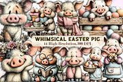 Whimsical Easter Pig Clipart Bundle, an Illustration by Sublimation Artist (Thumbnail 1 of 7)