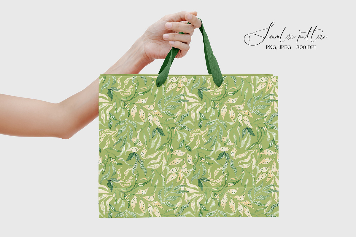 Watercolor Spring Foliage Pattern, a Pattern Graphic by SirenaArt (Photo 12 of 15)