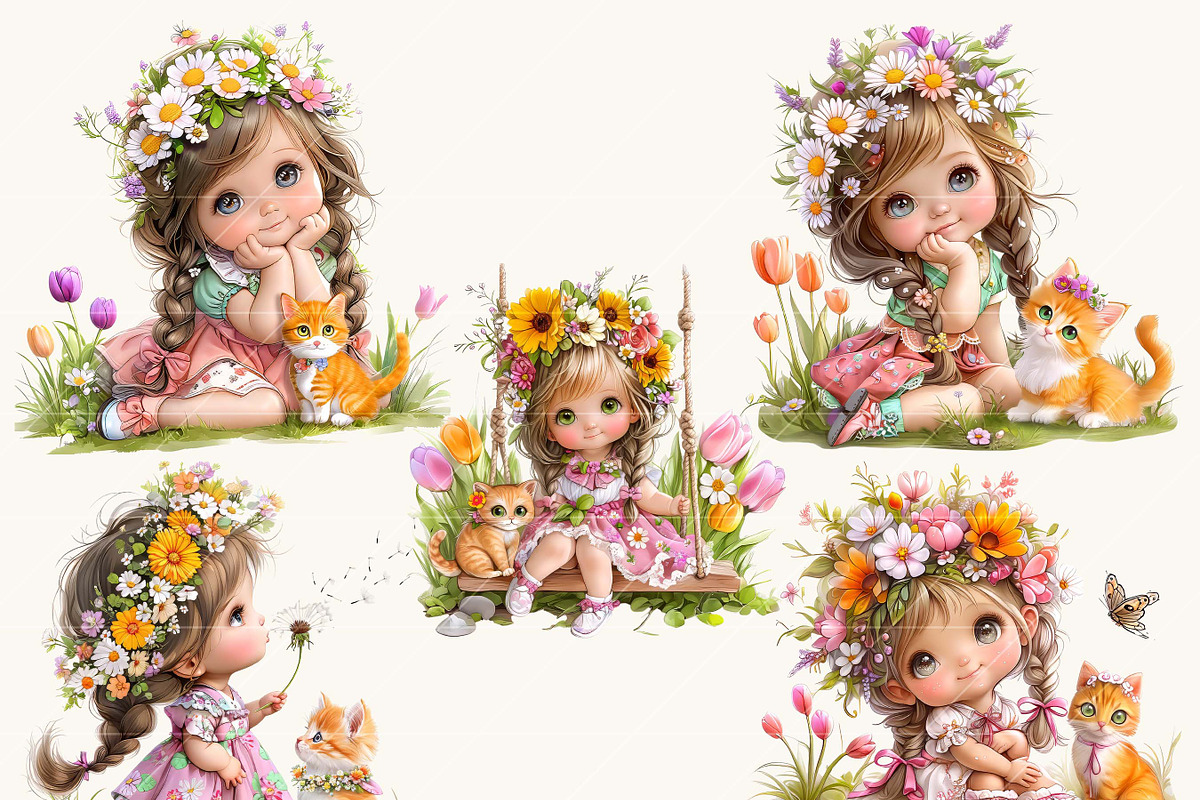 Cute LIttle Girl Gnome and Cat, a Person Illustration by Design Scotch (Photo 4 of 8)