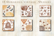 Vintage Honey Bee Digital Papers, a Texture Illustration by Luna Y Mar (Thumbnail 2 of 9)