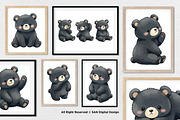 15 Bundle Watercolor Black Bear Cute, an Animal Illustration by Morspective (Thumbnail 4 of 8)
