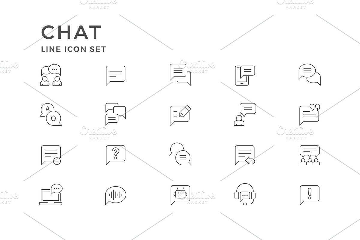 Set Line Icons of Chat, an Outline Icon by motorama (Photo 2 of 2)