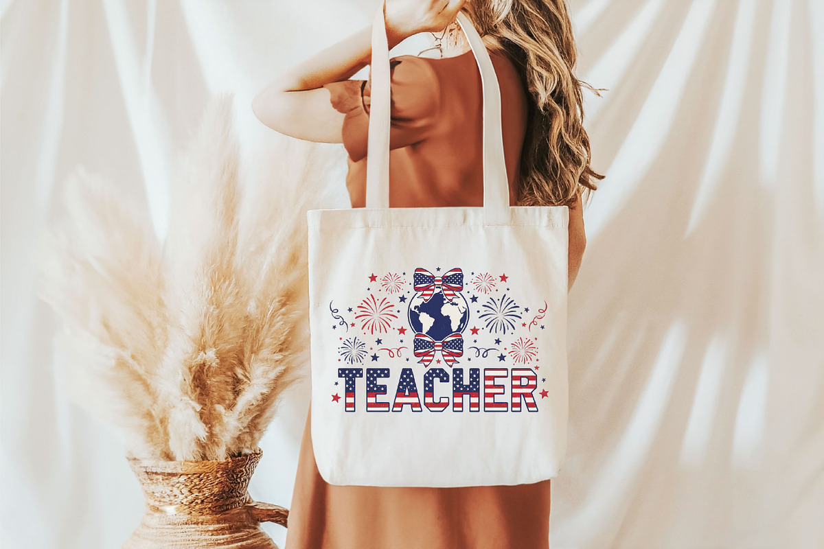 Retro Teacher 4th July Png, an Illustration by Designking (Photo 4 of 6)