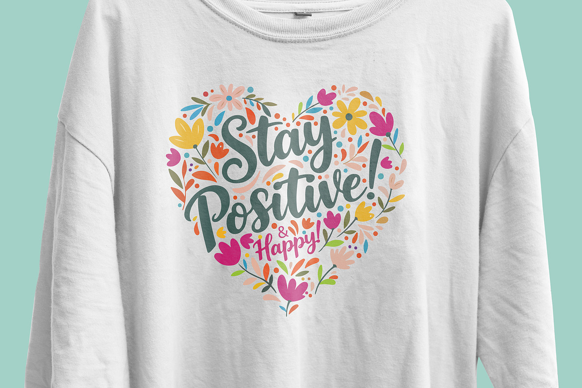 Stay Positive T-Shirt Design, an Object Illustration by Ahluva Studio (Photo 6 of 6)
