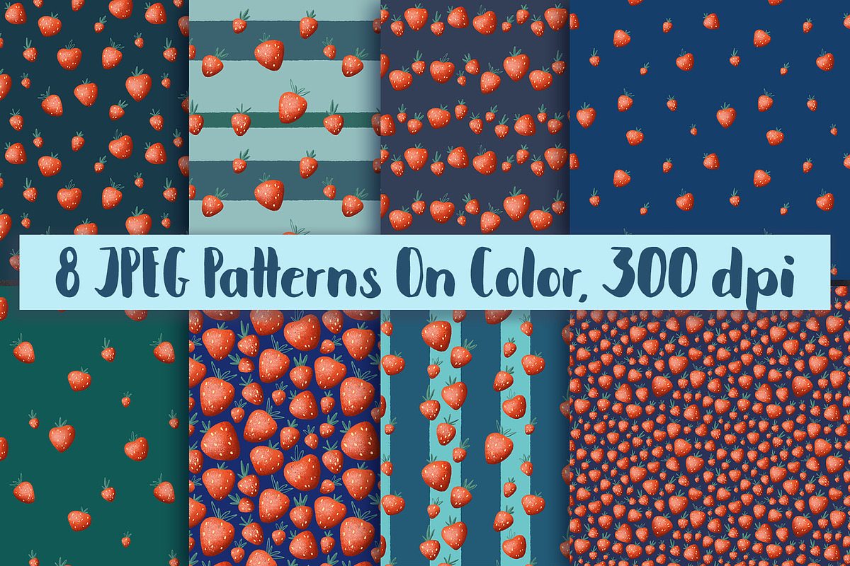 Strawberry Clipart And Patterns, a Pattern Graphic by RabbitAndPencil (Photo 3 of 8)