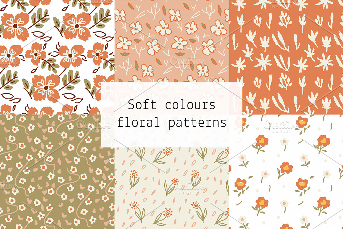 Soft colours floral patterns, a Pattern Graphic by Lyolya Profitrolya