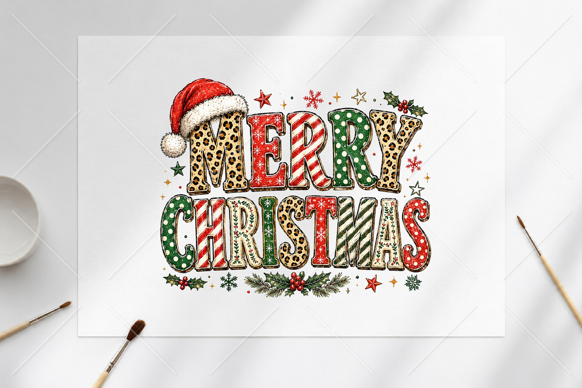 Leopard Merry Christmas PNG, a Seasonal Illustration by Canvas Craft (Photo 6 of 6)