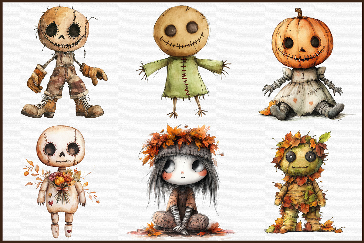 Autumn Gothic Voodoo Doll Clipart Bu, an Illustration by Sublimation Artist (Photo 3 of 6)