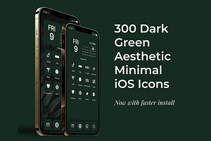 300 Dark Green Minimal IOS Icon Pack