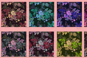 Seamless Fabric Patterns Icon Flower