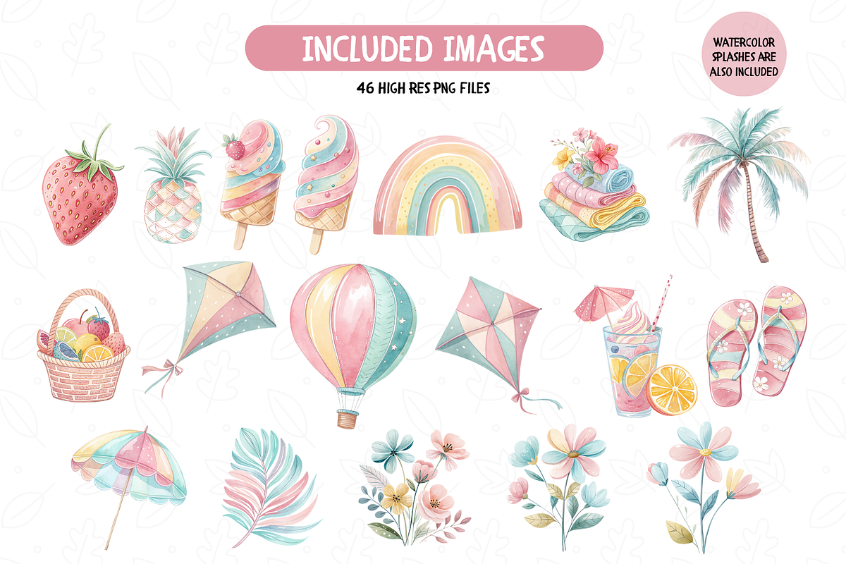 Pastel Summer Vibes Clipart Bundle, a Seasonal Illustration by TatiMockup (Photo 3 of 5)