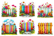 Watercolor Spring Fence Clipart, an Illustration by Designworld (Thumbnail 2 of 5)