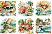 Watercolor Summer Beach Clipart, an Illustration by Black Bird Studio (Thumbnail 4 of 5)