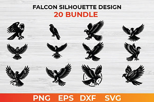 Falcon Silhouette Design bundle, an Animal Illustration by bossdesigner