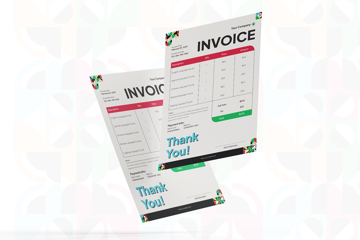 Language Course Invoice, a Print Template by Esensifiksi.studio (Photo 1 of 3)