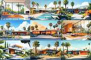 60 Mid Century House Illustrations, a Decorative Illustration by Incomelion (Thumbnail 4 of 13)