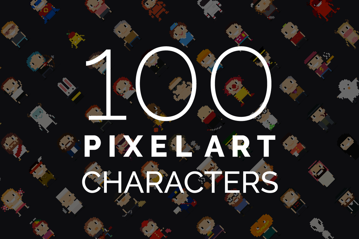 100 Pixel Art Characters, a Person Illustration by chewkotski (Photo 1 of 6)