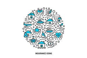 Insurance service outline icons set
