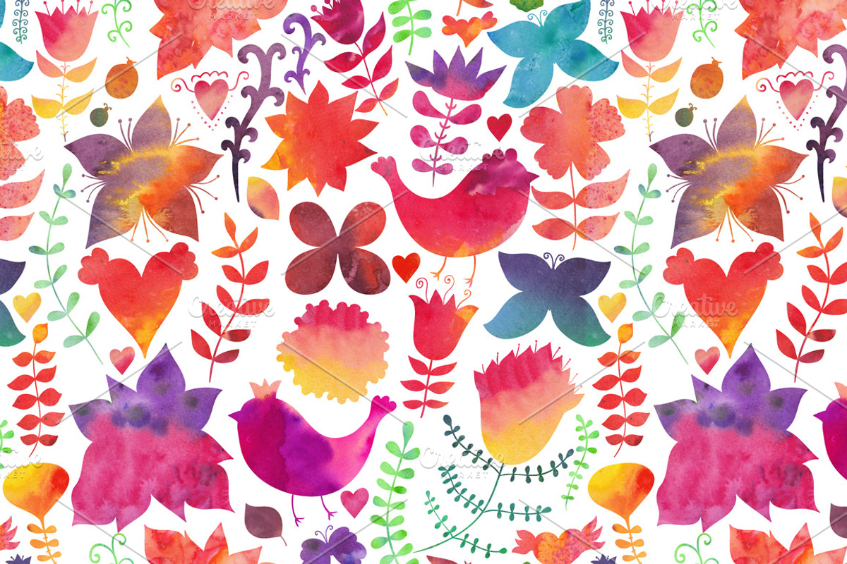 Watercolor floral pattern preview 4