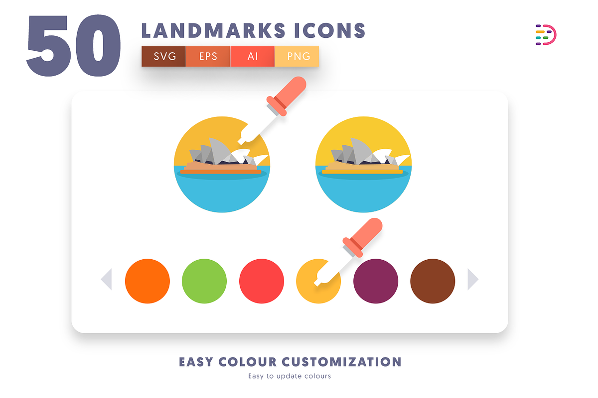 50 Landmarks Icons, an Outline Icon by Dighital (Photo 8 of 10)