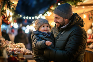 Father & child in the holiday spirit, a Photo by Pavel_design