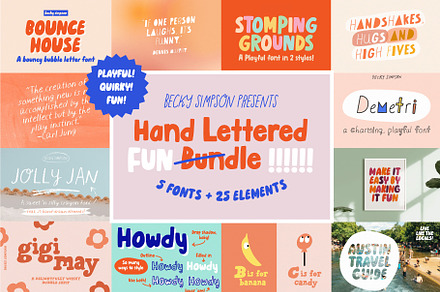 Playful Hand Lettered Font Bundle