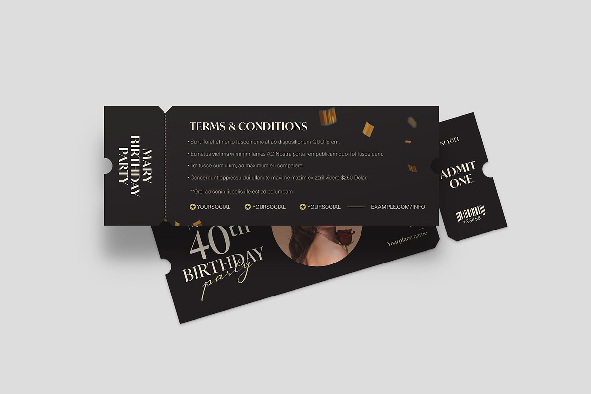Birthday Party Ticket Template, an Invitation Template by BrandPacks (Photo 4 of 5)