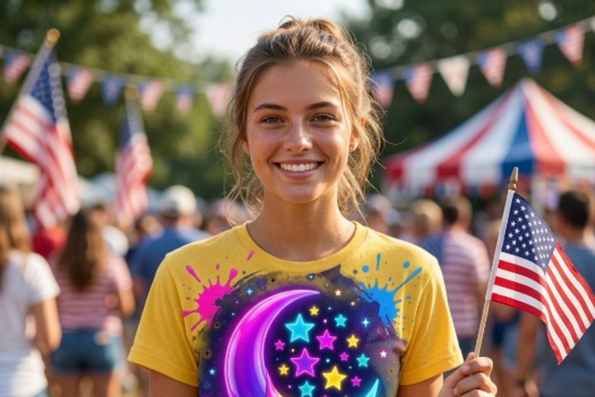 Neon Crescent Moon Stars Art, a Shirt Mockup by Vector Stall (Photo 5 of 14)