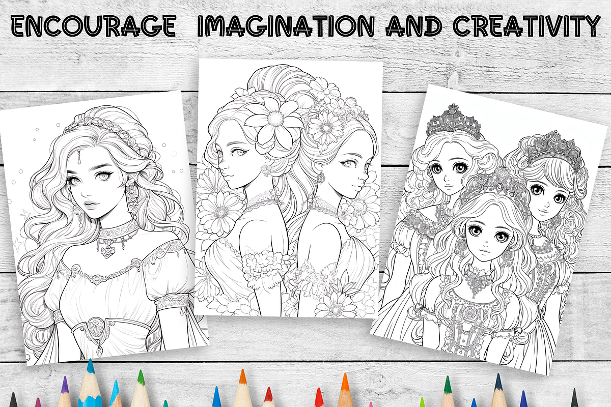 Princess Coloring Pages for Kids, a Brochure Template by LA Design (Photo 6 of 10)