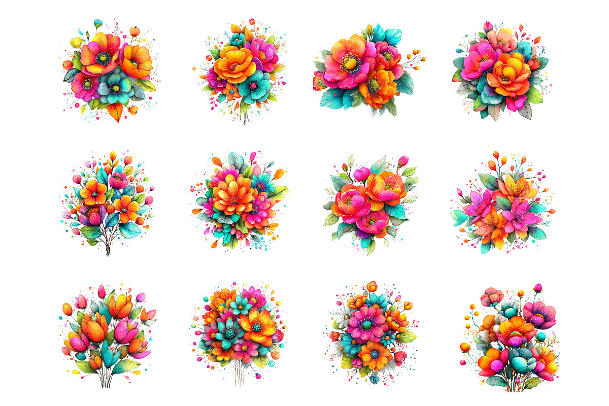 Whimsical spring daffodil flowers, an Illustration by SinaCreation (Photo 2 of 11)