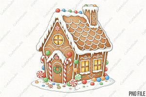 Whimsical Gingerbread House, an Illustration by CraftArtStudio