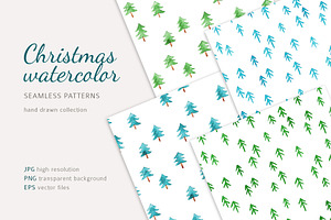 Christmas watercolor patterns