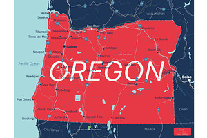 Oregon State Detailed Editable Map