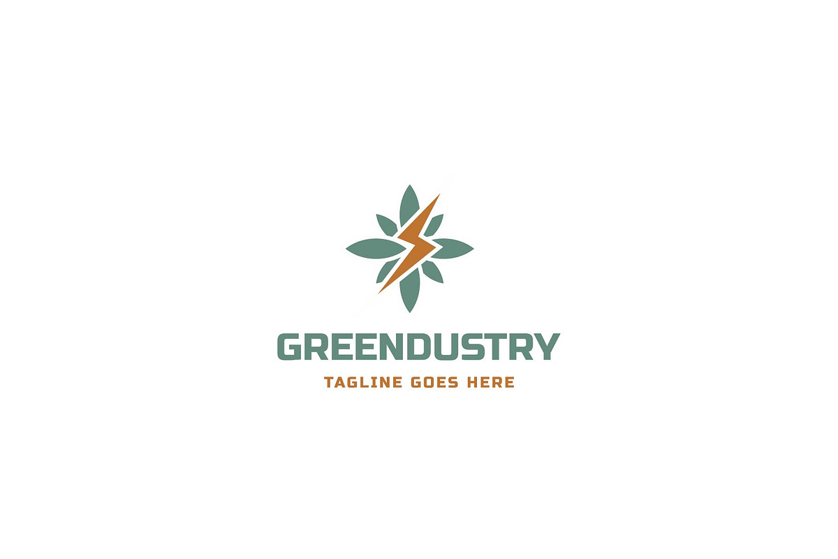 green leaves with industrial symbol, a Branding & Logo Template by ZHR Creative