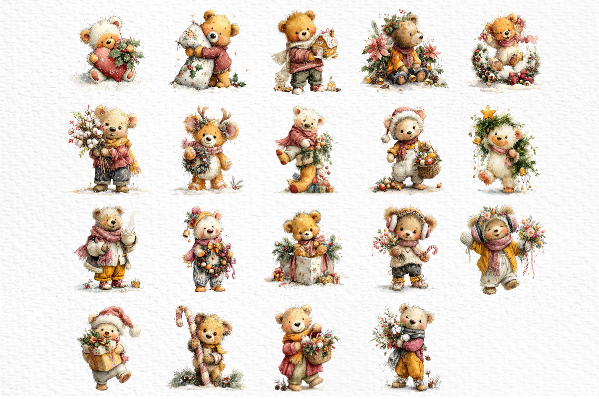 Whimsical Christmas Teddy Bear, a Seasonal Illustration by Craft Nest (Photo 6 of 6)