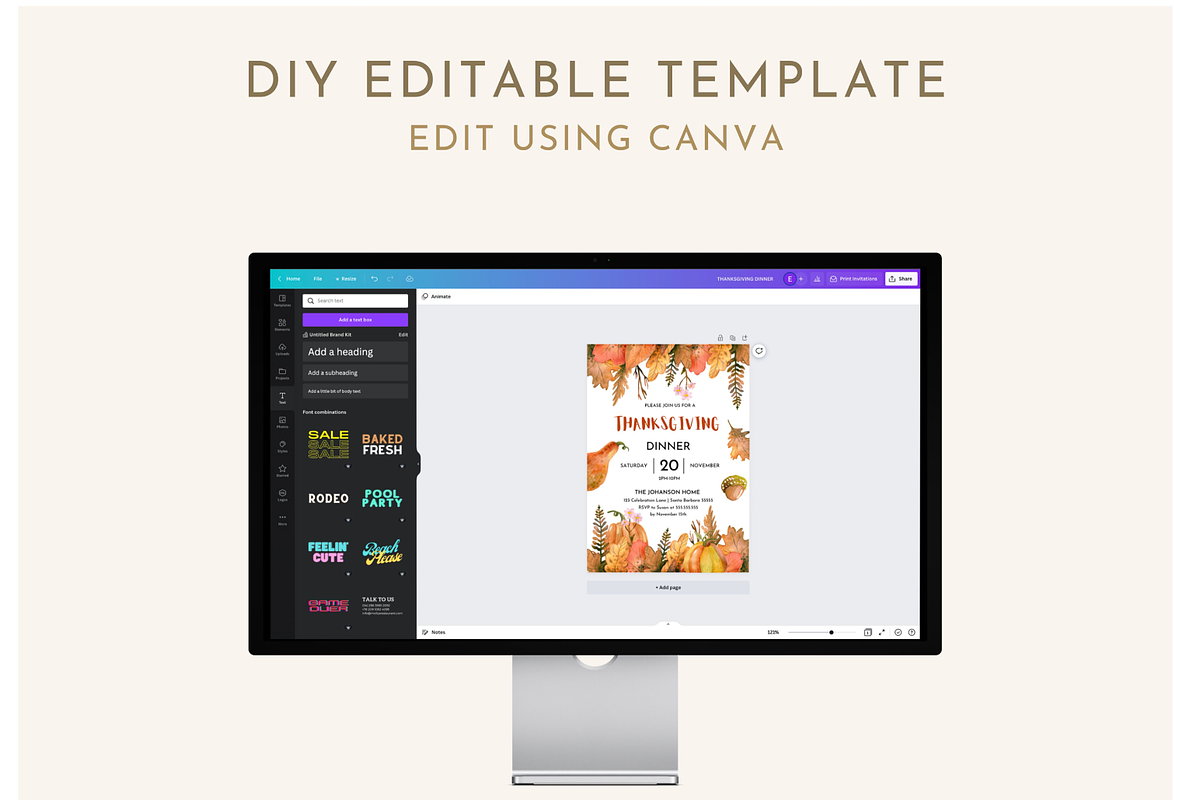 Editable Thanksgiving Invitation, an Invitation Template by ForeverPrint (Photo 7 of 8)