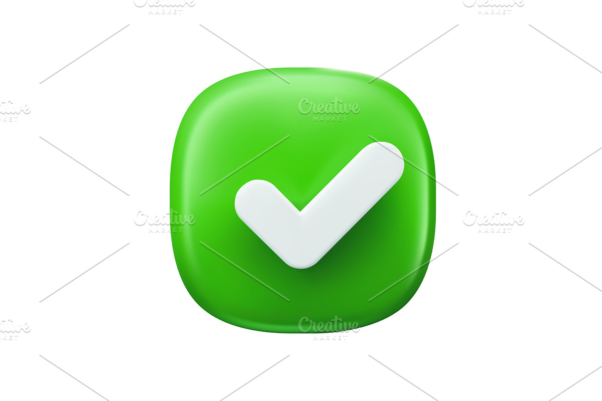 3D check icon, done mark, an Object Illustration by Vector Tradition