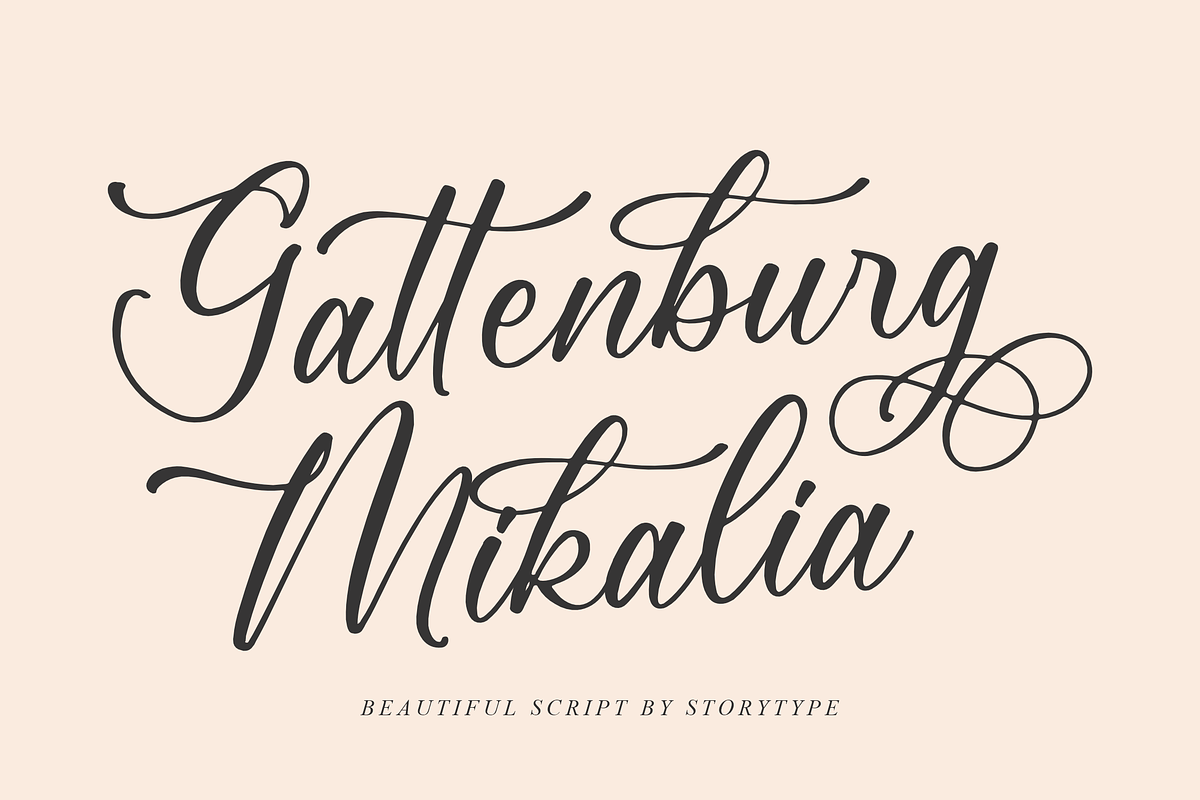 Gattenburg Mikalia Script Font, a Script Font by Storytype Studio (Photo 1 of 15)