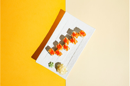 Sushi rolls with eel, shrimp, a Food & Drink Photo by Irina Burakova