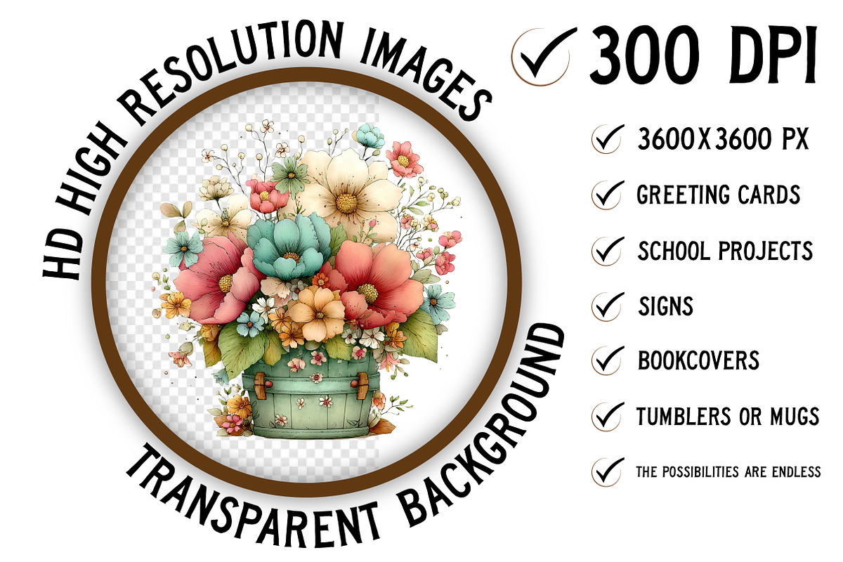 Spring Flower Basket Clipart, an Illustration by Craft Nest (Photo 2 of 11)