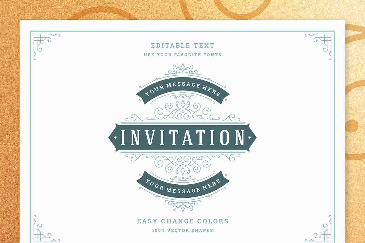 10 Vintage Ornament Invitations, an Invitation Template by Vasya Kobelev (Photo 6 of 10)